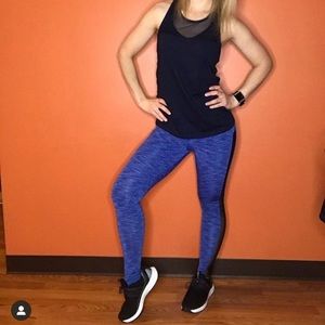 Blue side mesh leggings